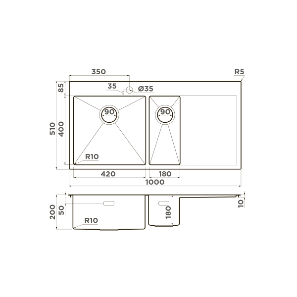 Мойка для кухни врезная Omoikiri Akisame 100-2-LG-L 1000x510 светлое золото (4973089) Мойка для кухни врезная Omoikiri Akisame 100-2-LG-L 1000x510 светлое золото (4973089)