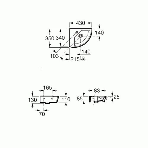Раковина угловая Roca Hall 43х35 R (327622000) Раковина угловая Roca Hall 43х35 R (327622000)