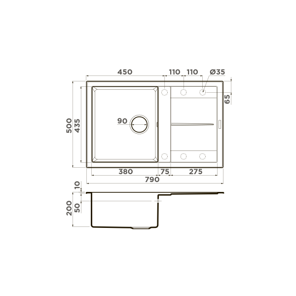 Мойка для кухни врезная Omoikiri Sumi 79-BE 790х500 ваниль (4993663) Мойка для кухни врезная Omoikiri Sumi 79-BE 790х500 ваниль (4993663)