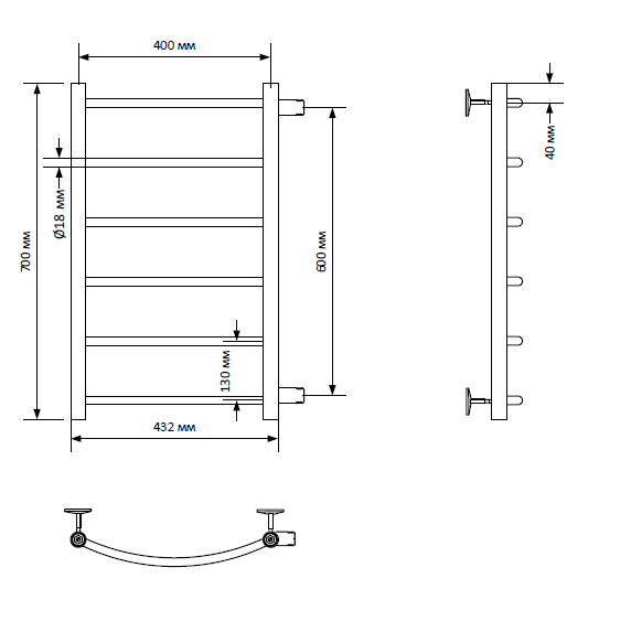 Полотенцесушитель водяной Indigo Arc 477x700 1" без полочки (LASW70-40BR-б/п-60) Полотенцесушитель водяной Indigo Arc 477x700 1" без полочки (LASW70-40BR-б/п-60)
