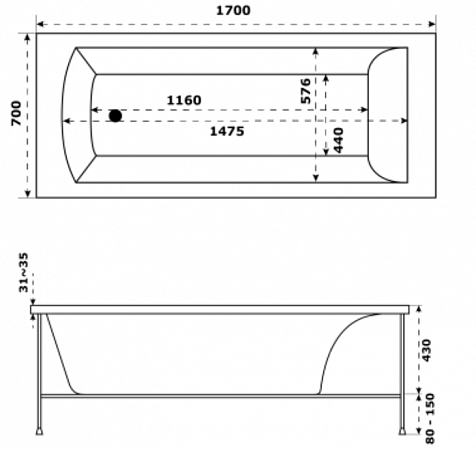 Ванна акриловая Jacob Delafon Ove 170*70 (E6D302RU-00) Ванна акриловая Jacob Delafon Ove 170*70 (E6D302RU-00)