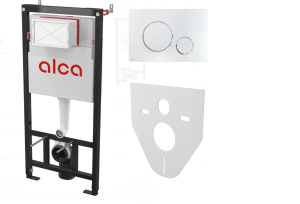 Инсталляция для подвесного унитаза AlcaPlastt с клавишей (AM101/1120-4:1 RU M671-0001) хром Инсталляция для подвесного унитаза AlcaPlastt с клавишей (AM101/1120-4:1 RU M671-0001) хром