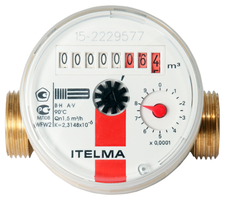 Счётчик для горячей воды "Itelma" 1/2" (80 мм.) WFW20.D080 Счётчик для горячей воды "Itelma" 1/2" (80 мм.) WFW20.D080