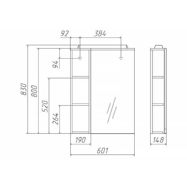Шкаф зеркальный Домино 3D 60 правый (D37009HZ) Шкаф зеркальный Домино 3D 60 правый (D37009HZ)