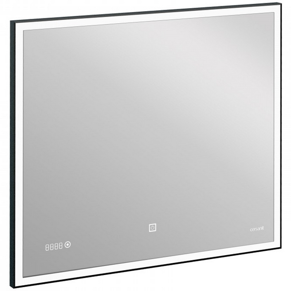 Зеркало Cersanit LED 011 Design 80x70 с подсветкой с часами металл. рамка Зеркало Cersanit LED 011 Design 80x70 с подсветкой с часами металл. рамка