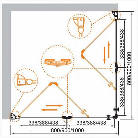 Душевой уголок Cezares Elena 900x900x1950 стекло прозрачное (ELENA-AS-2-90-C-Cr) Душевой уголок Cezares Elena 900x900x1950 стекло прозрачное (ELENA-AS-2-90-C-Cr)