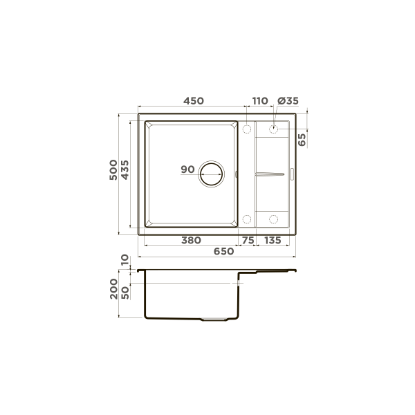 Мойка для кухни врезная Omoikiri Sumi 65-DC 650х500 темный шоколад (4993674) Мойка для кухни врезная Omoikiri Sumi 65-DC 650х500 темный шоколад (4993674)