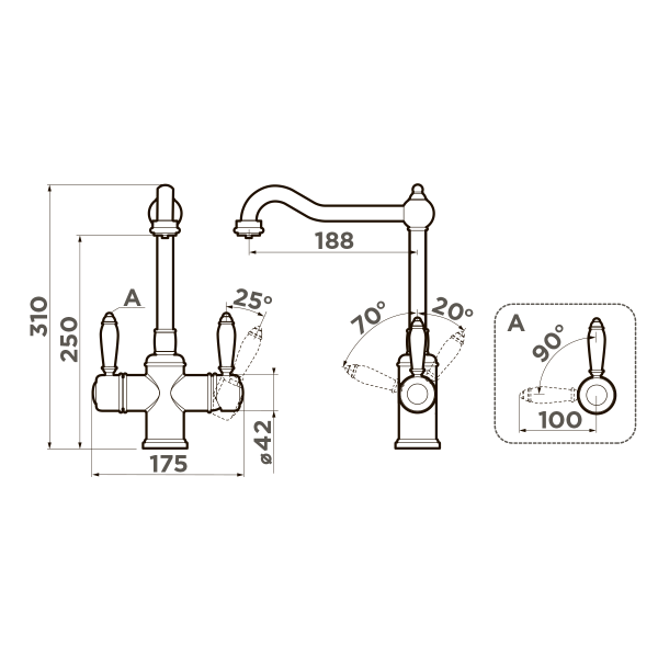 Смеситель для кухни Omoikiri Tottori-SI античное серебро (4994046) Смеситель для кухни Omoikiri Tottori-SI античное серебро (4994046)