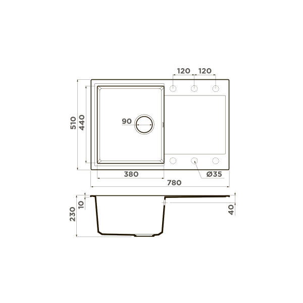 Мойка для кухни врезная Omoikiri Daisen 78-BE 780х510 ваниль (4993321) Мойка для кухни врезная Omoikiri Daisen 78-BE 780х510 ваниль (4993321)