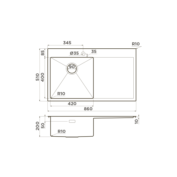 Мойка для кухни врезная Omoikiri Akisame 86-IN-L 860х510 нержавеющая сталь (4993760) Мойка для кухни врезная Omoikiri Akisame 86-IN-L 860х510 нержавеющая сталь (4993760)