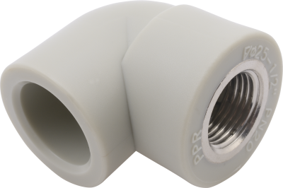 Угольник переходной PP-R 16*1/2"В FV-Plast (латунь, серый) (AA218016012) Угольник переходной PP-R 16*1/2"В FV-Plast (латунь, серый) (AA218016012)