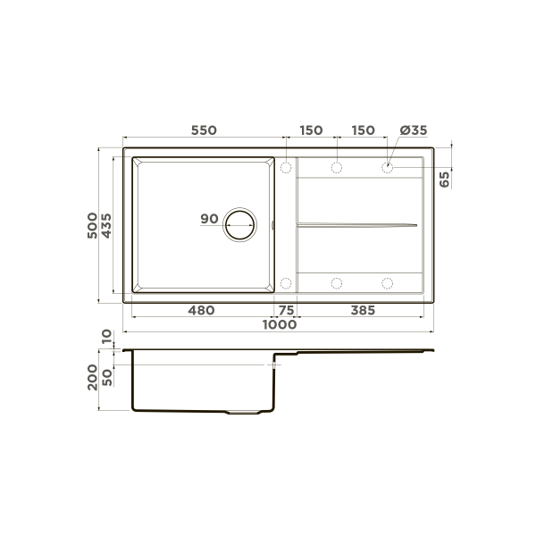 Мойка для кухни врезная Omoikiri Sumi 100-BE 1000х500 ваниль (4993655) Мойка для кухни врезная Omoikiri Sumi 100-BE 1000х500 ваниль (4993655)