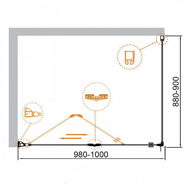 Душевой уголок Cezares Elena 1000x900x1950 стекло прозрачное (ELENA-ASH-1-100/90-C-Cr) Душевой уголок Cezares Elena 1000x900x1950 стекло прозрачное (ELENA-ASH-1-100/90-C-Cr)