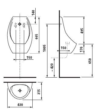 Писсуар подвесной Jika Domino 665х430х315 с отверствием для распылителя (8.4110.1.000.000.1) Писсуар подвесной Jika Domino 665х430х315 с отверствием для распылителя (8.4110.1.000.000.1)