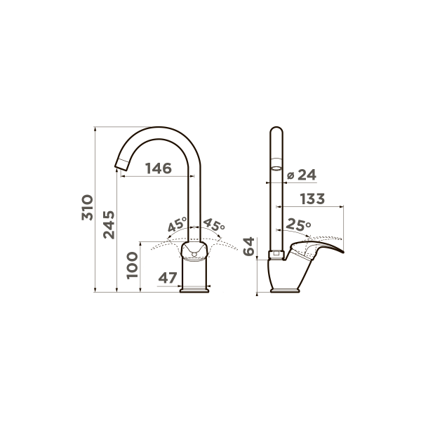 Смеситель для кухни Omoikiri Umi-BL черный (4994270) Смеситель для кухни Omoikiri Umi-BL черный (4994270)