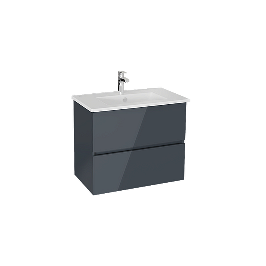 Тумба подвесная Vitra Mia Plus Square с 2 ящиками с раковиной 80 см цвет антрацит глянец (69741) Тумба подвесная Vitra Mia Plus Square с 2 ящиками с раковиной 80 см цвет антрацит глянец (69741)