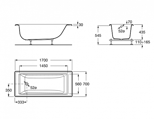 Ванна акриловая Roca Vythos 170х70 (247844000) Ванна акриловая Roca Vythos 170х70 (247844000)