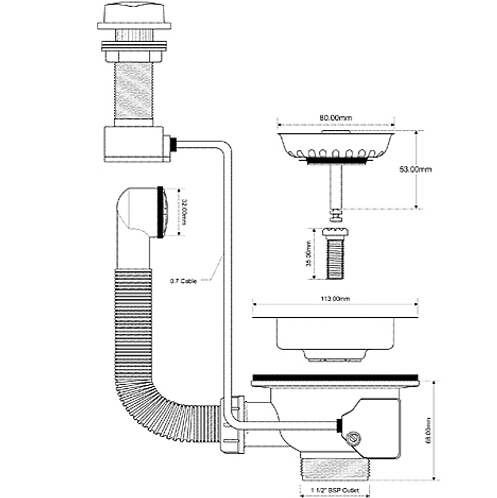 Слив-перелив для раковины McAlpine (OF2PUS113S) Слив-перелив для раковины McAlpine (OF2PUS113S)