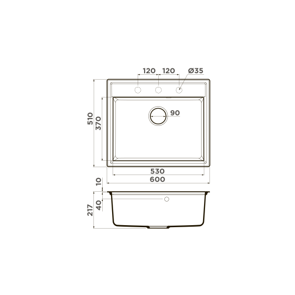 Мойка для кухни врезная Omoikiri Daisen 60-SA 600х510 бежевый (4993623) Мойка для кухни врезная Omoikiri Daisen 60-SA 600х510 бежевый (4993623)