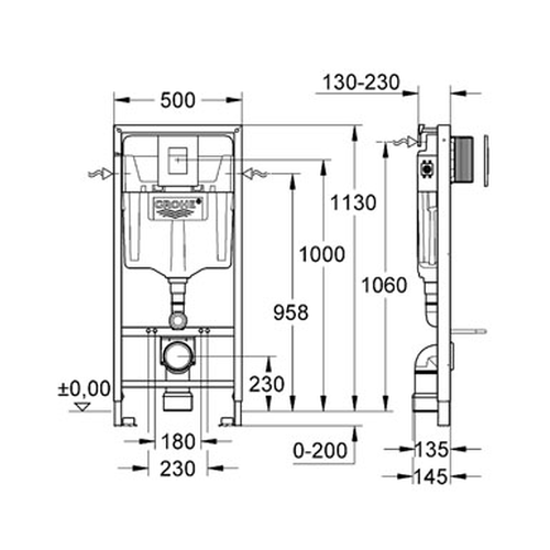 Инсталляция для подвесного унитаза Grohe Rapid SL с клавишей (38772001) хром Инсталляция для подвесного унитаза Grohe Rapid SL с клавишей (38772001) хром