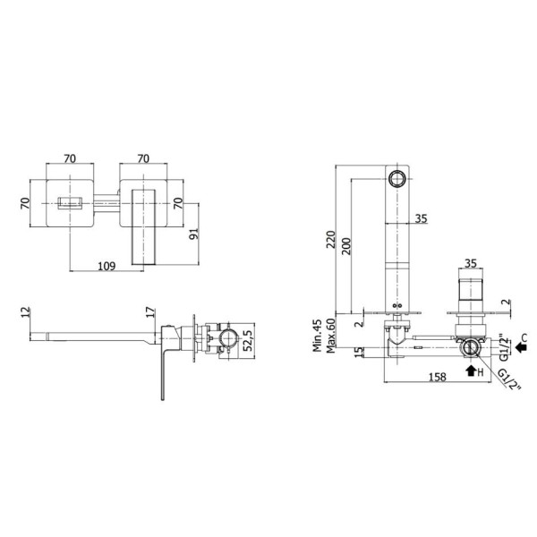 Смеситель для раковины Paffoni Elle термостатический, черный (EL105NO70)