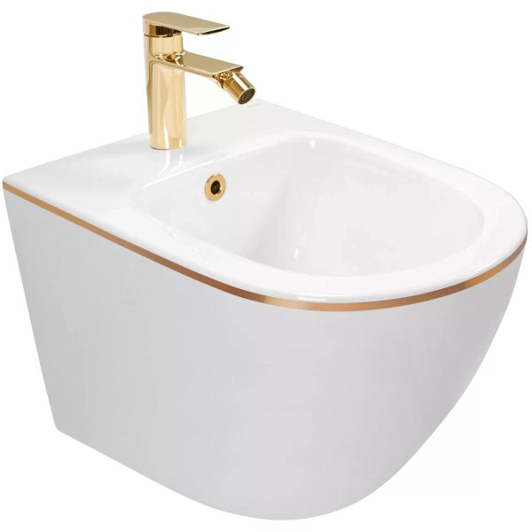 Биде подвесное Rea Carlo mini Gold Edge белое (REA-C6990)