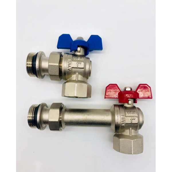 Комплект угловых шаровых кранов с сгонами 1" Vieir (VER63) Комплект угловых шаровых кранов с сгонами 1" Vieir (VER63)