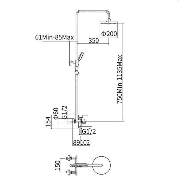 Душевая система Fashun сатин (A52401)