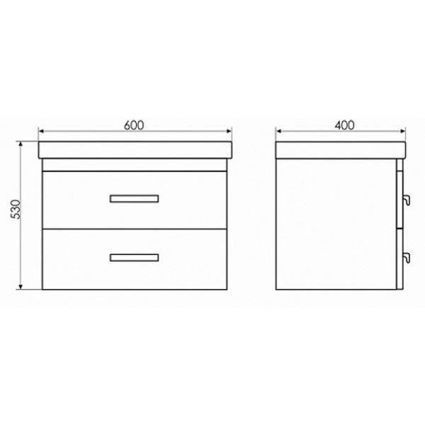 Тумба подвесная с раковиной Comforty Никосия 600x400x530 дуб белый (00004138879)