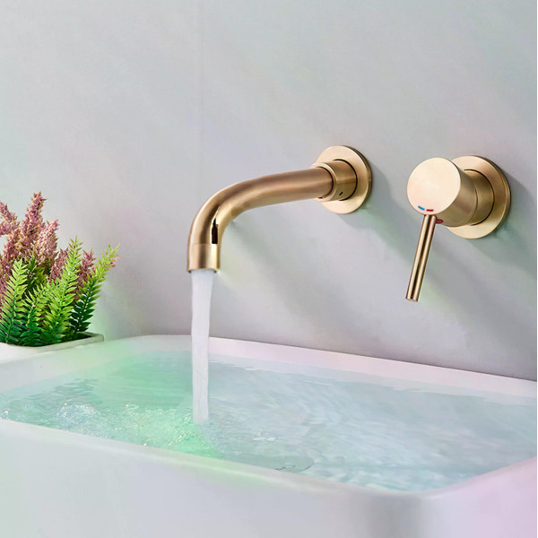 Смеситель для раковины Rea Lungo long золото матовое (REA-B4109)