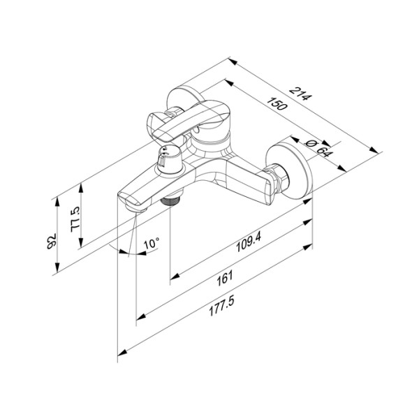 Смеситель для ванны и душа Iddis Ray черный (RAYBL02i02WA)