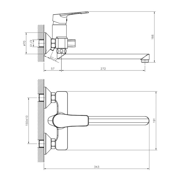Смеситель для ванны и душа Decoroom DR23 хром (DR23043)