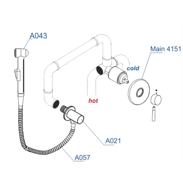 Смеситель с гигиеническим душем WasserKRAFT A14157 со шлангом 120 см