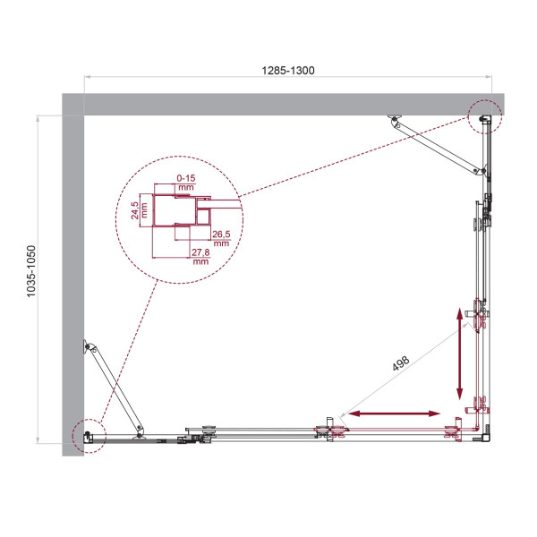 Душевой уголок BelBagno Luce 130x105x195 стекло прозрачное, профиль хром (LUCE-AH-22-130/105-C-Cr)