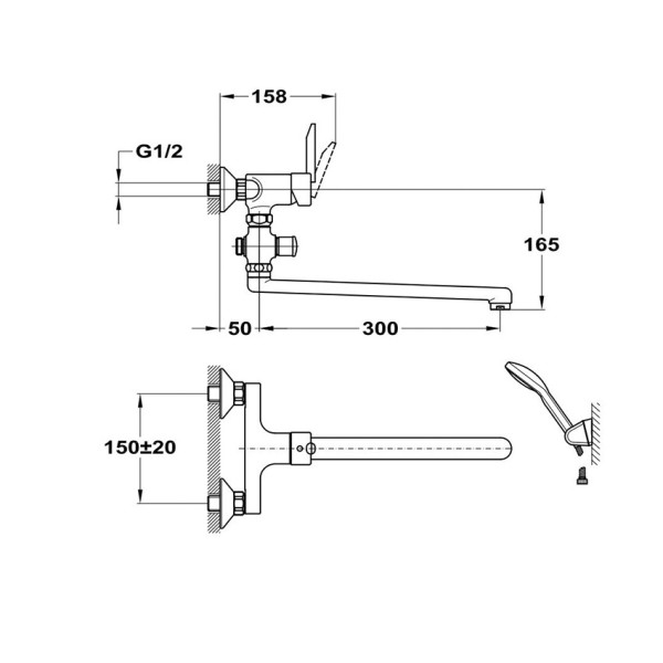 Смеситель для ванны и душа Mofem Rumba 603 (155-0038-10)