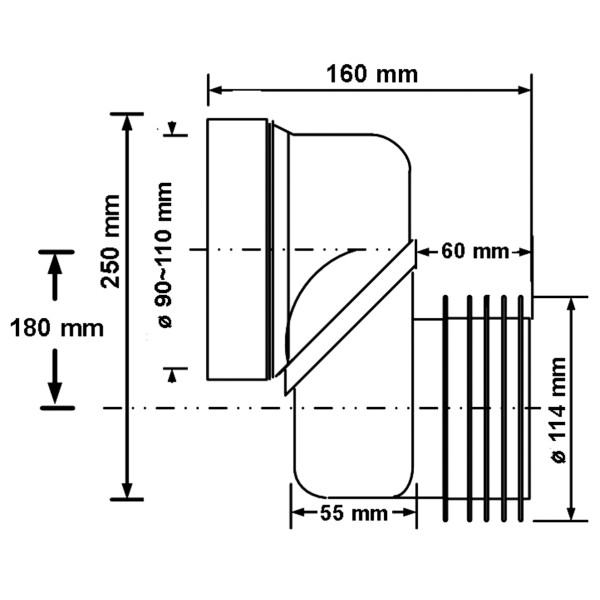 Отвод для унитаза эксцентрический McAlpine (смещение 180 мм.) (WCLO-18)