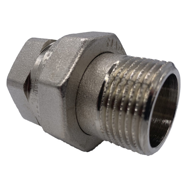 Сгон прямой (американка) 1" ВН Tiemme (никель) 1500095 / 1555N000606 Сгон прямой (американка) 1" ВН Tiemme (никель) 1500095 / 1555N000606