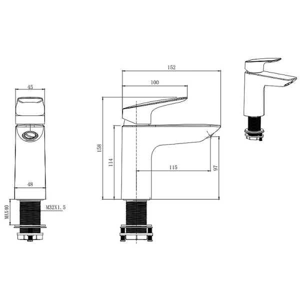 Комплект смесителей Aquatek Вега Set 3 в 1 AQ1010CR+AQ1060CR+AQ2011CR (AQ1031CR)