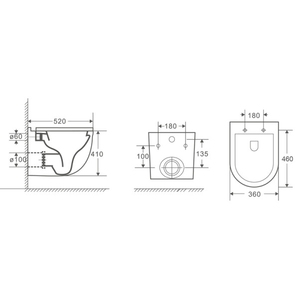 Унитаз подвесной Fora безободковый с сиденьем микролифт 520x360x410 (AZ-0017 E-R)