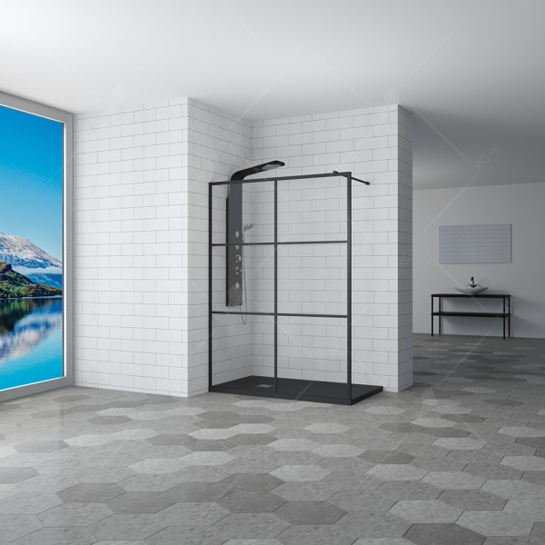 Душевая перегородка RGW WA-011-B 1100*2000 стекло прозрачное (принт), профиль черный (35101111-84)