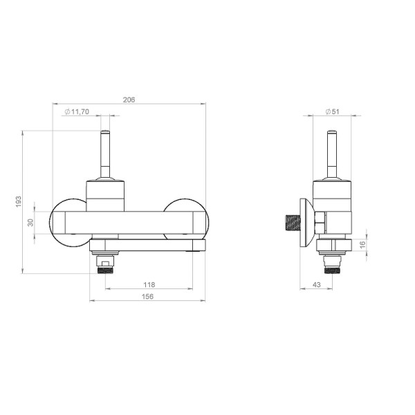 Смеситель для ванны и душа Damixa ARC (291000000) Смеситель для ванны и душа Damixa ARC (291000000)