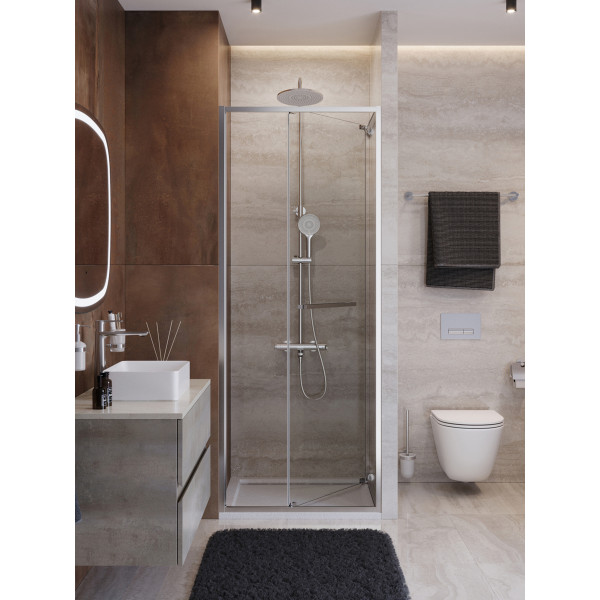 Душевая дверь Cezares Lux 80x195 стекло прозрачное, профиль хром (LUX-B-FS-1-80-C-CR)