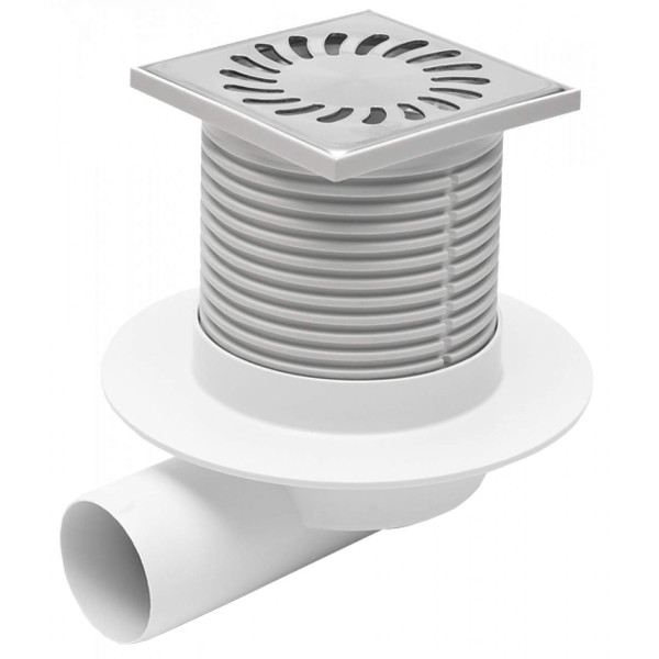 Трап MCH для пола с боковым сливом D50 решетка нерж. 100х100 с воротником