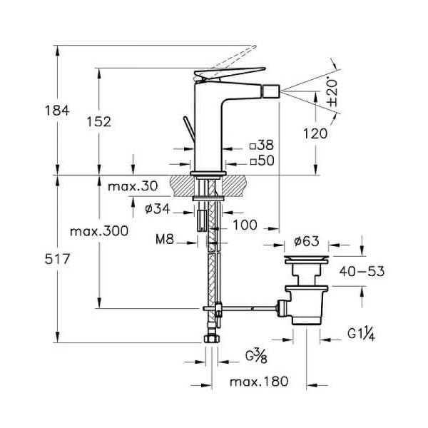Смеситель для биде Vitra Brava с донным клапаном, хром (A42612EXP) Смеситель для биде Vitra Brava с донным клапаном, хром (A42612EXP)
