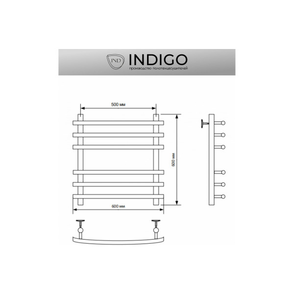 Полотенцесушитель водяной Indigo Mirage 60x50 к-1, Magnetic Gray (LMW60-50MG)