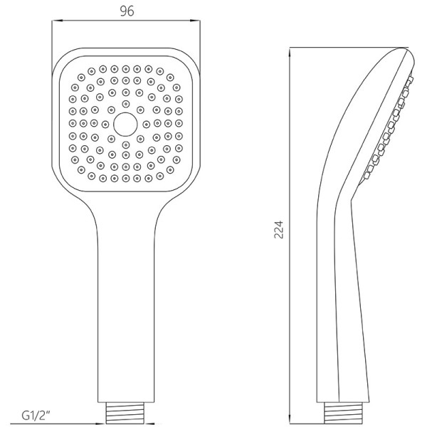 Душевая лейка Melodia квадрат 1 функция, хром/серый (MKP20436)