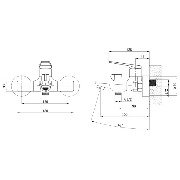 Смеситель для ванны и душа Esko Istanbul хром (IT54)