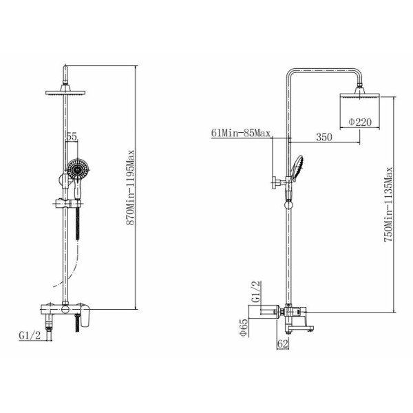 Душевая система Fashun с гигиенической лейкой хром (A2452)