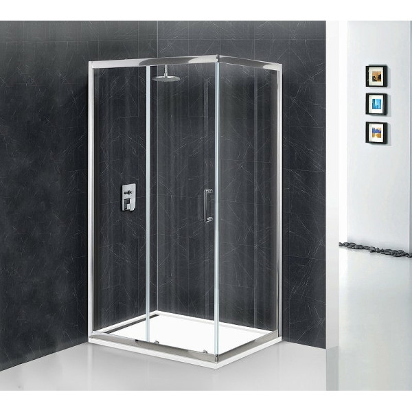 Душевой уголок BelBagno Uno 100x90x185 стекло прозрачное, профиль хром (UNO-AH-1-10/90-C-Cr)