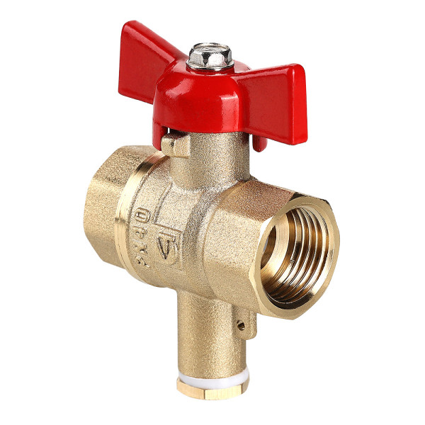 Кран 1/2"хМ10 ВВ шаровый Valtec Стандарт без покрытия для подключения датчика температуры (красная бабочка) VT.128.GN.04 Кран 1/2"хМ10 ВВ шаровый Valtec Стандарт без покрытия для подключения датчика температуры (красная бабочка) VT.128.GN.04